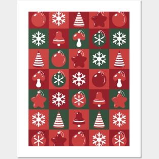 Festive pattern with Christmas ornaments Posters and Art